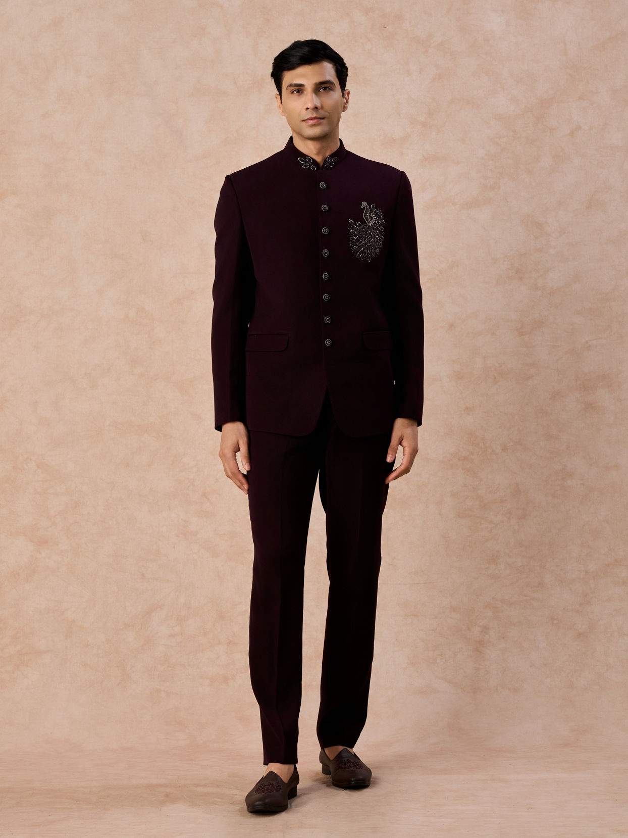 Manyavar Men Royal Maroon Jodhpuri Suit