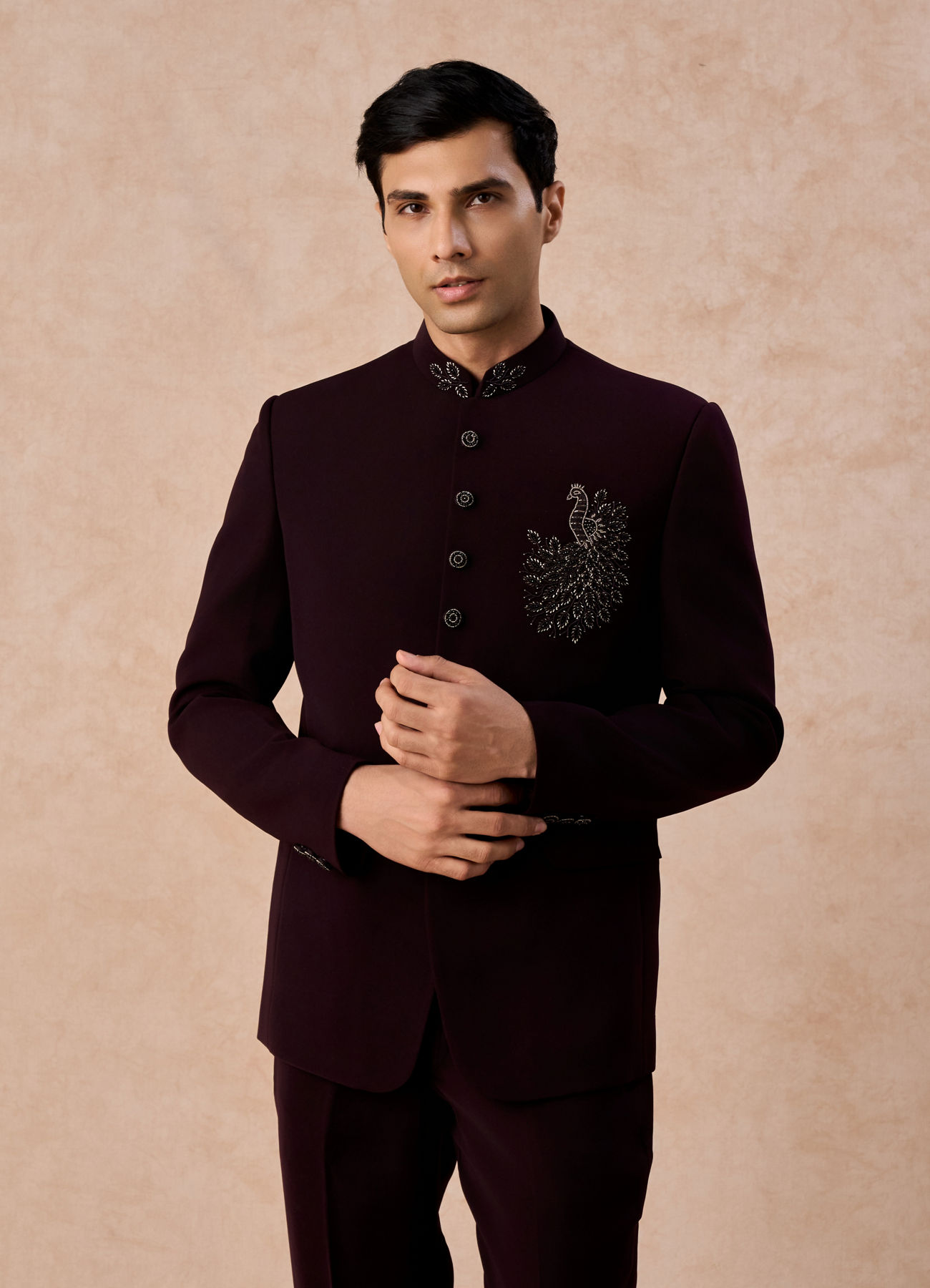 Manyavar Men Royal Maroon Jodhpuri Suit