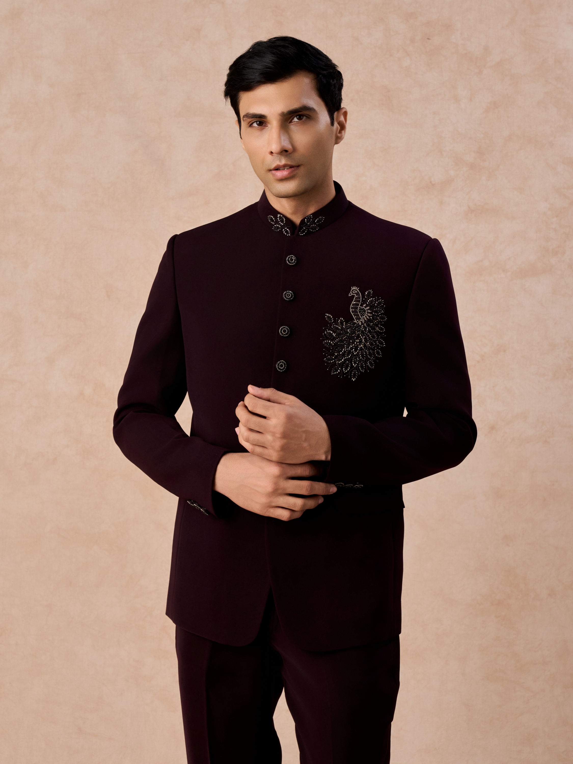 Manyavar Men Royal Maroon Jodhpuri Suit