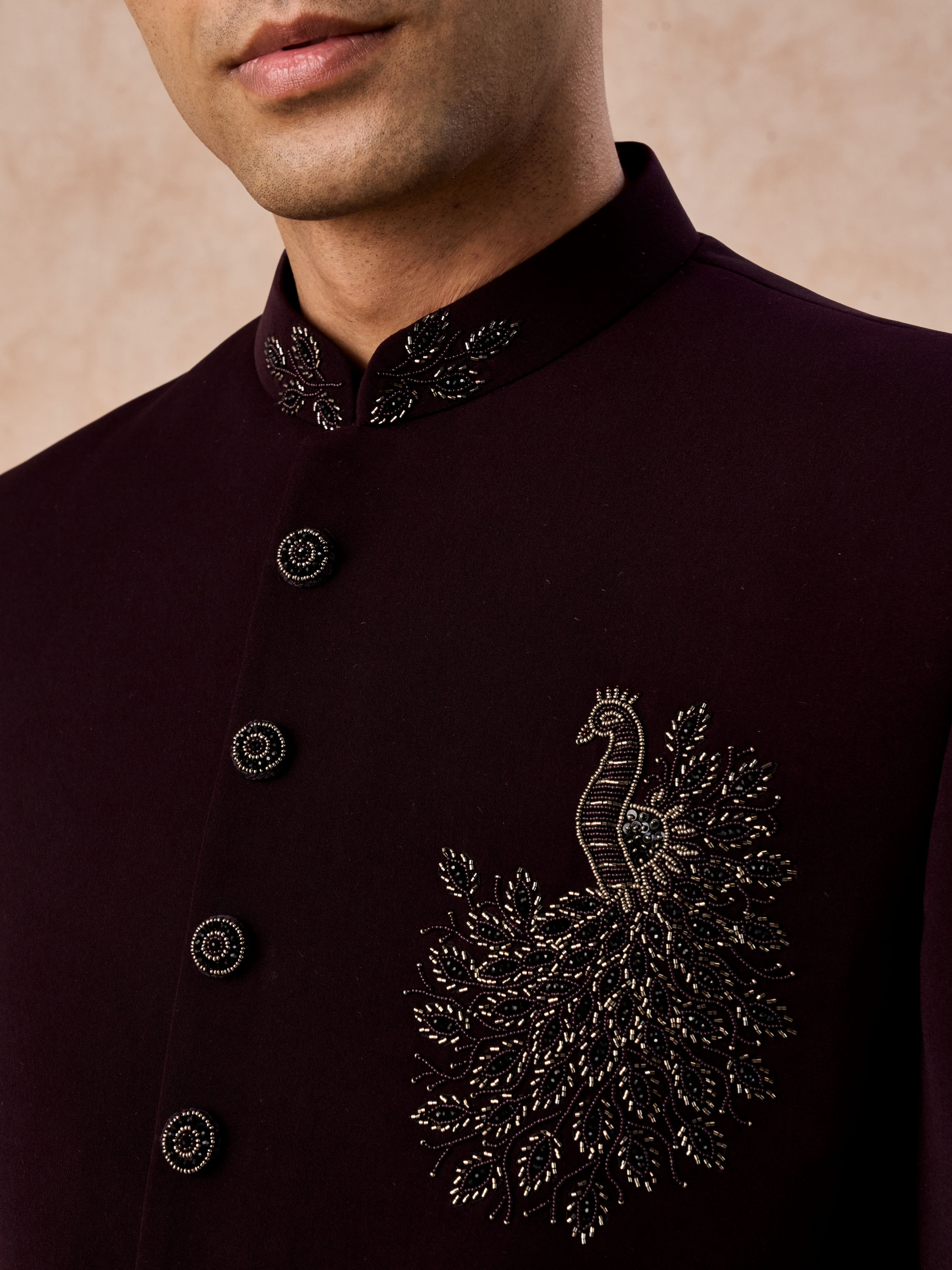 Manyavar Men Royal Maroon Jodhpuri Suit