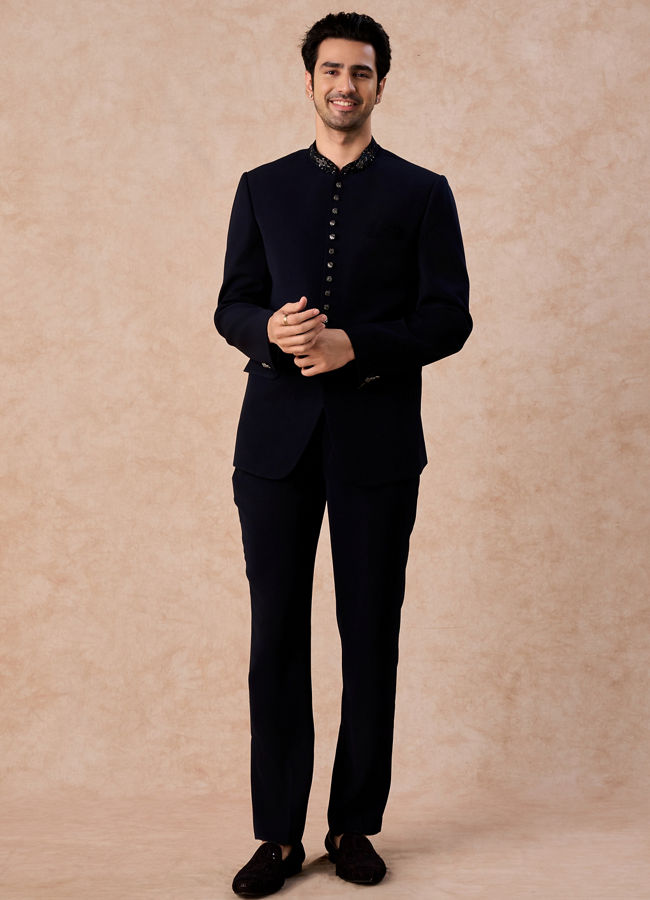 Manyavar Men Royal Blue Intrigue Jodhpuri Suit