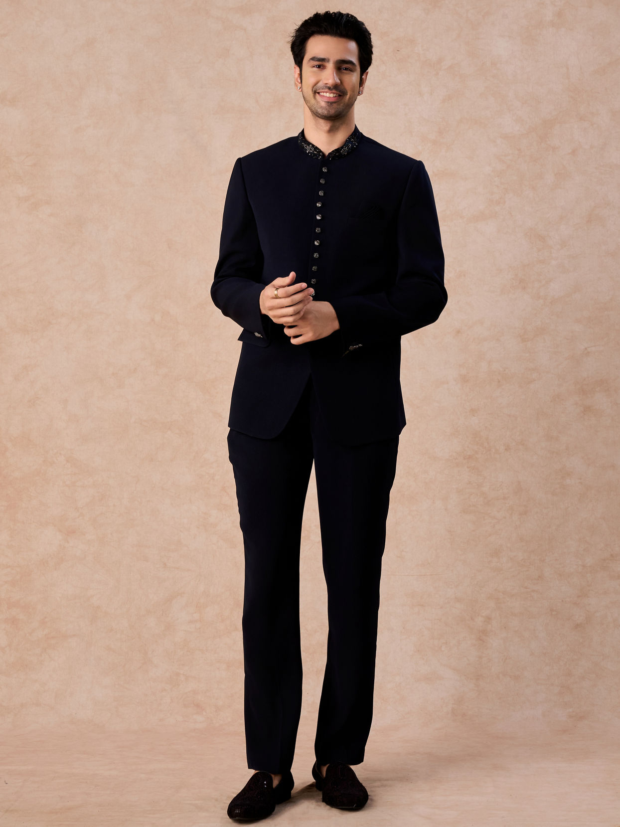 Manyavar Men Royal Blue Intrigue Jodhpuri Suit