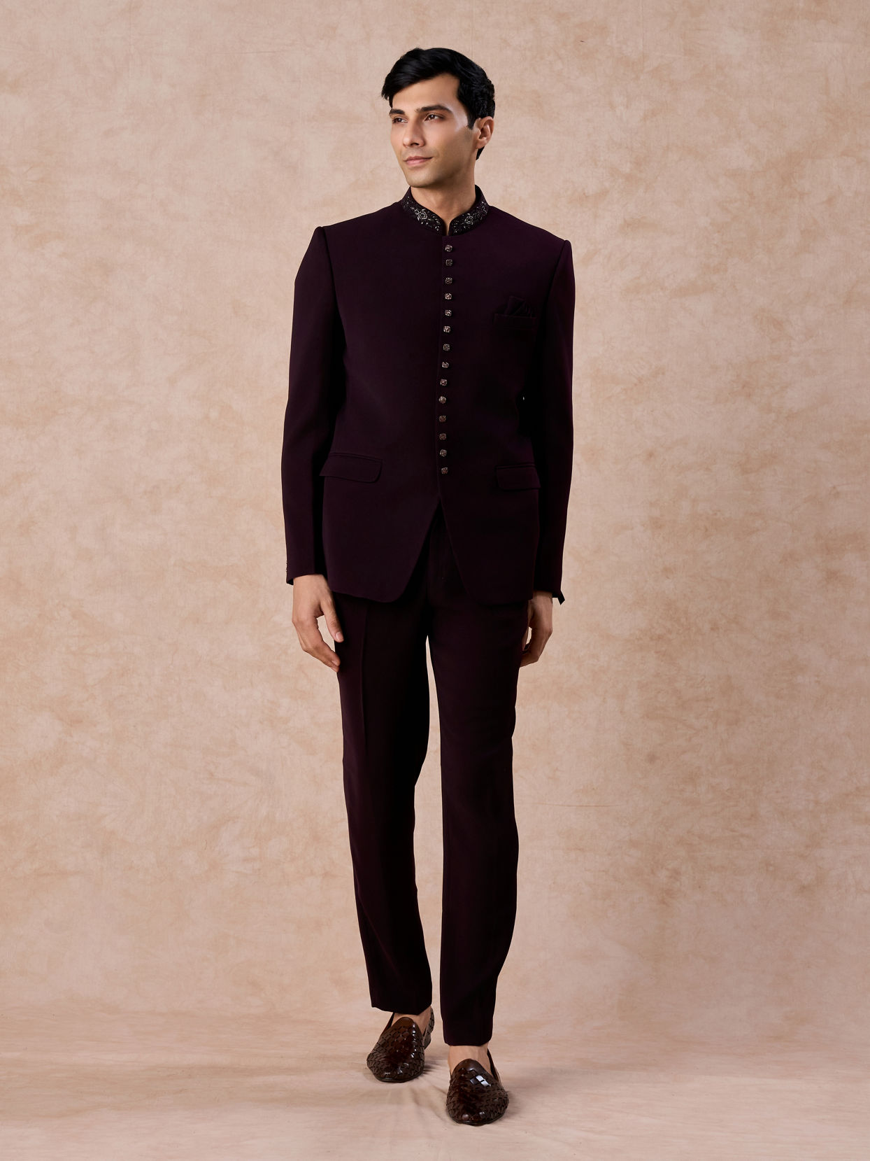 Manyavar Men Wine Wonder Jodhpuri Suit