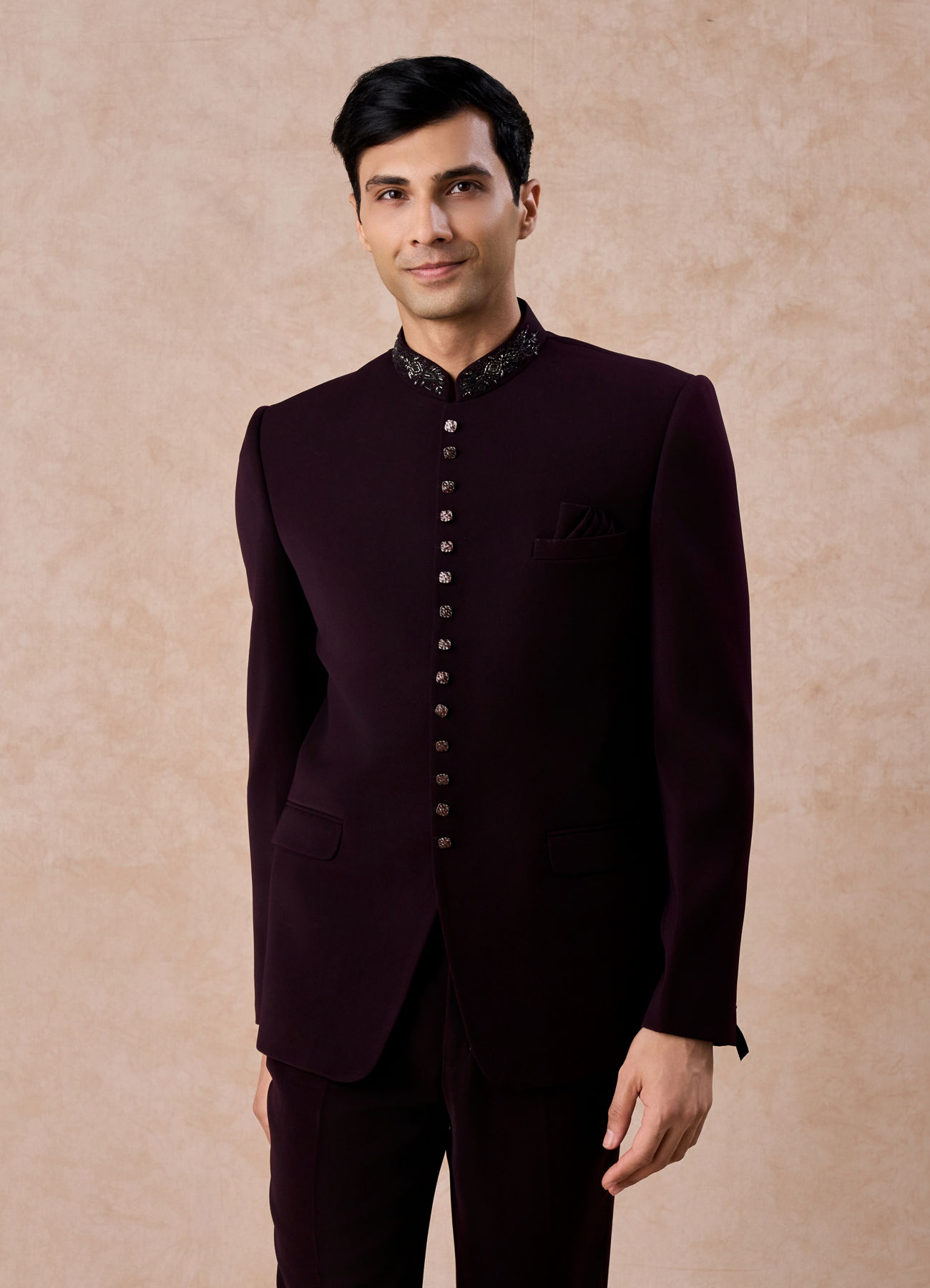 Manyavar Men Wine Wonder Jodhpuri Suit