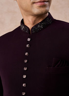 Manyavar Men Wine Wonder Jodhpuri Suit