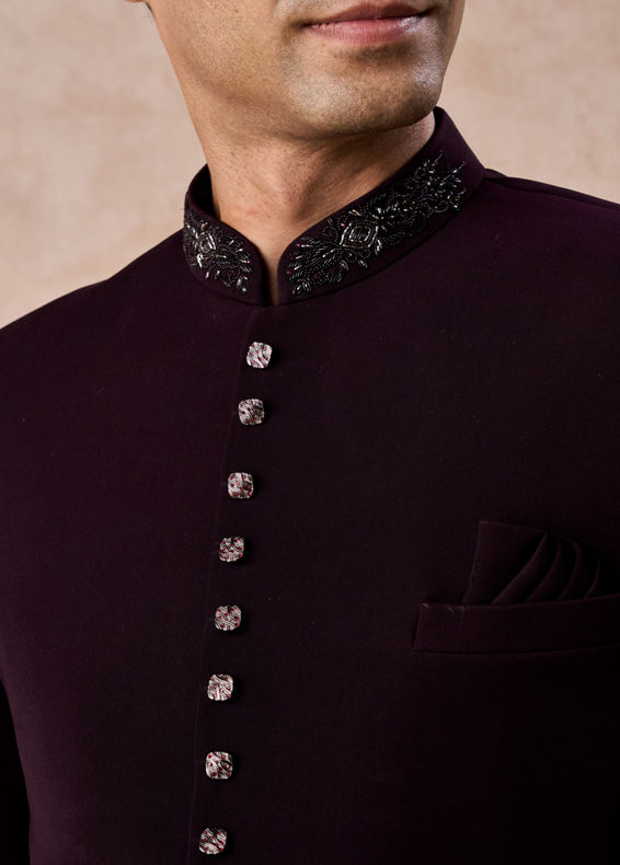 Manyavar Men Wine Wonder Jodhpuri Suit