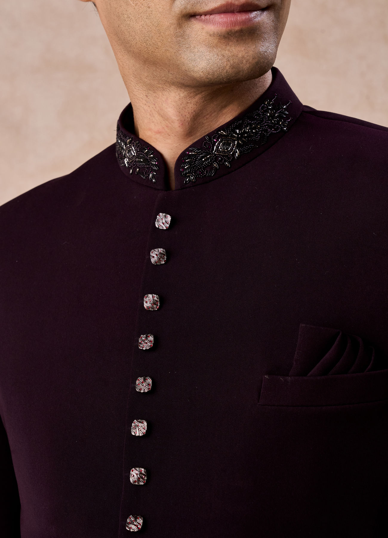 Manyavar Men Wine Wonder Jodhpuri Suit