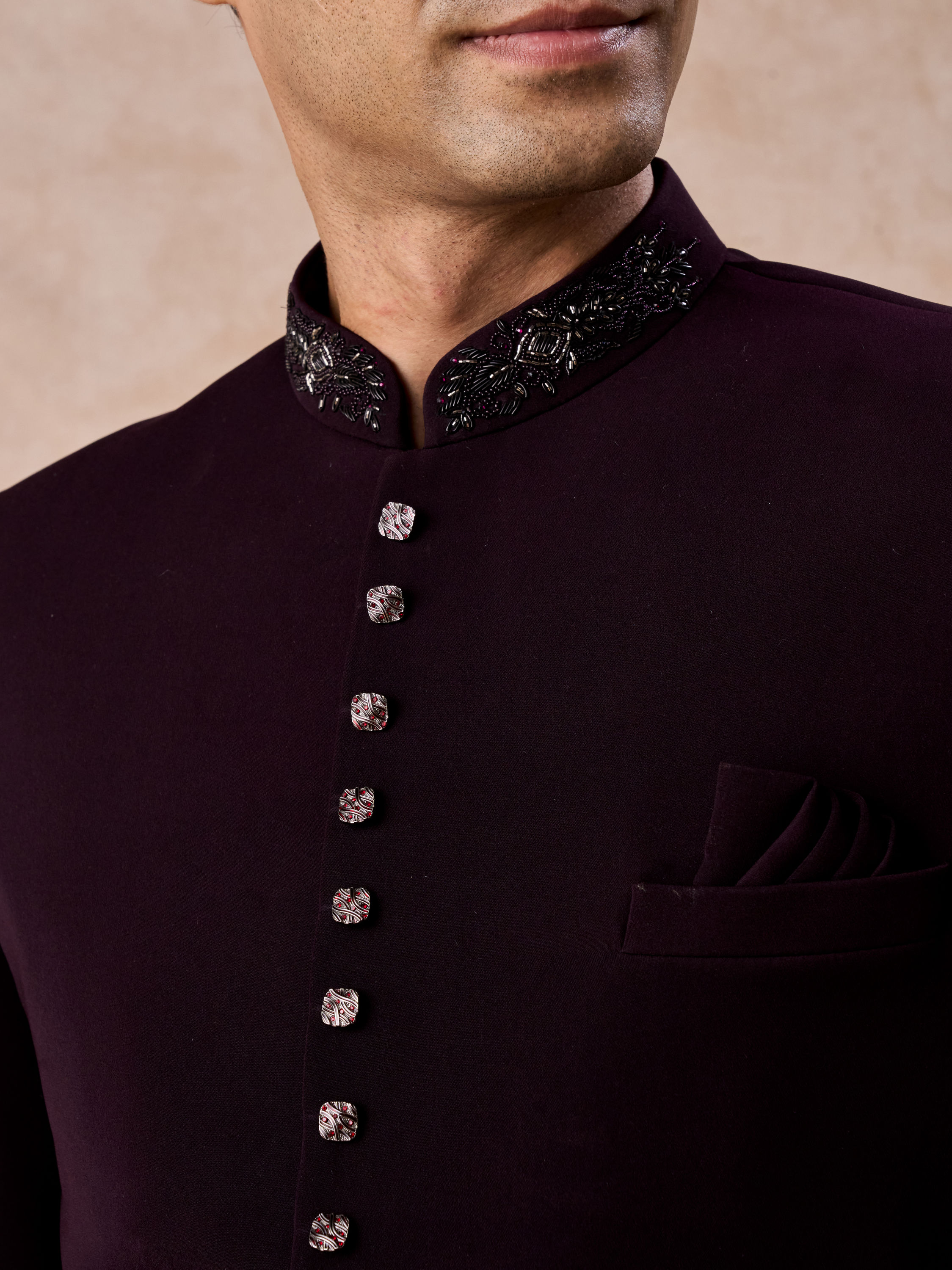 Manyavar Men Wine Wonder Jodhpuri Suit