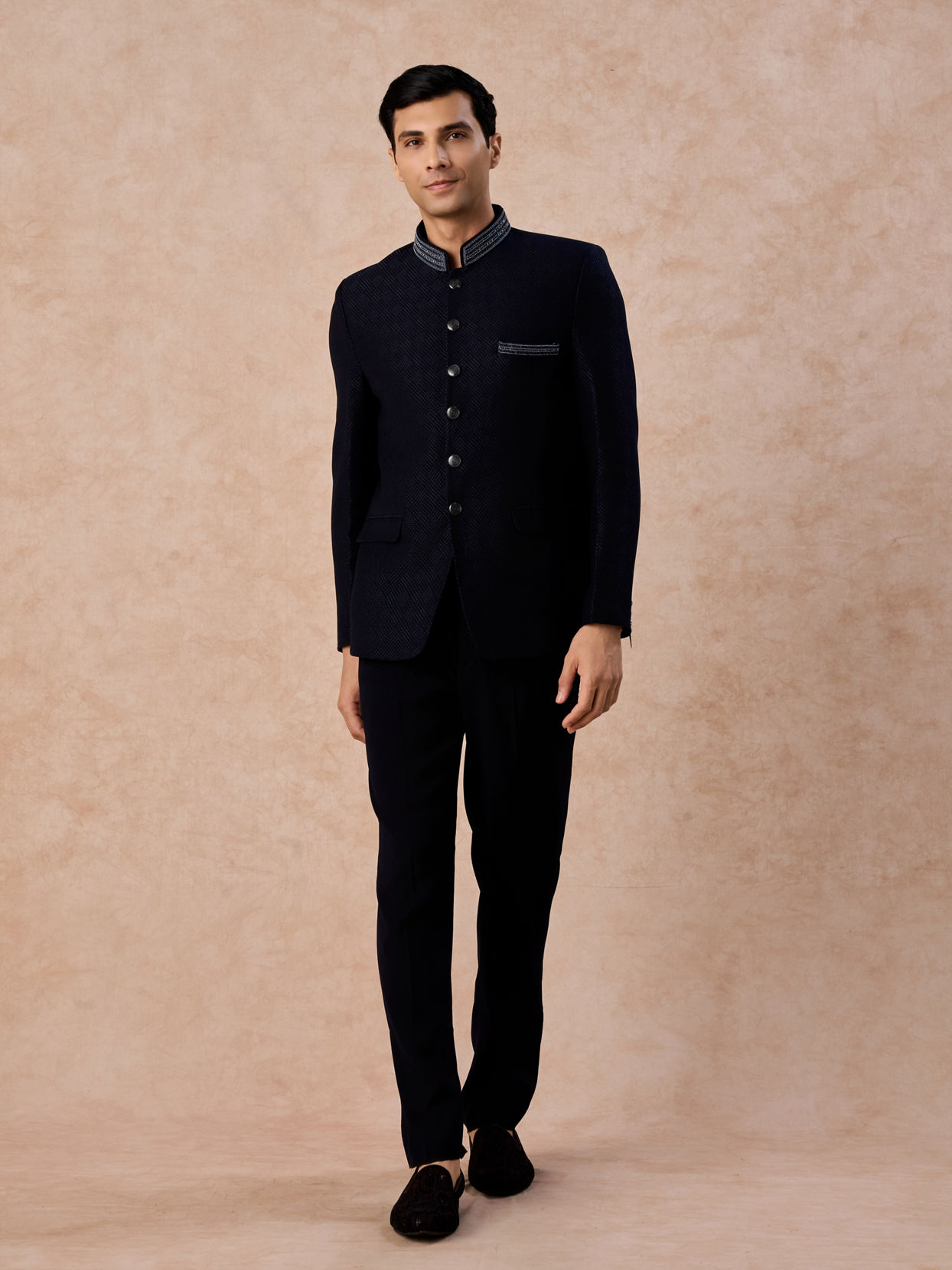 Manyavar Men Elegant Blue Jodhpuri Suit