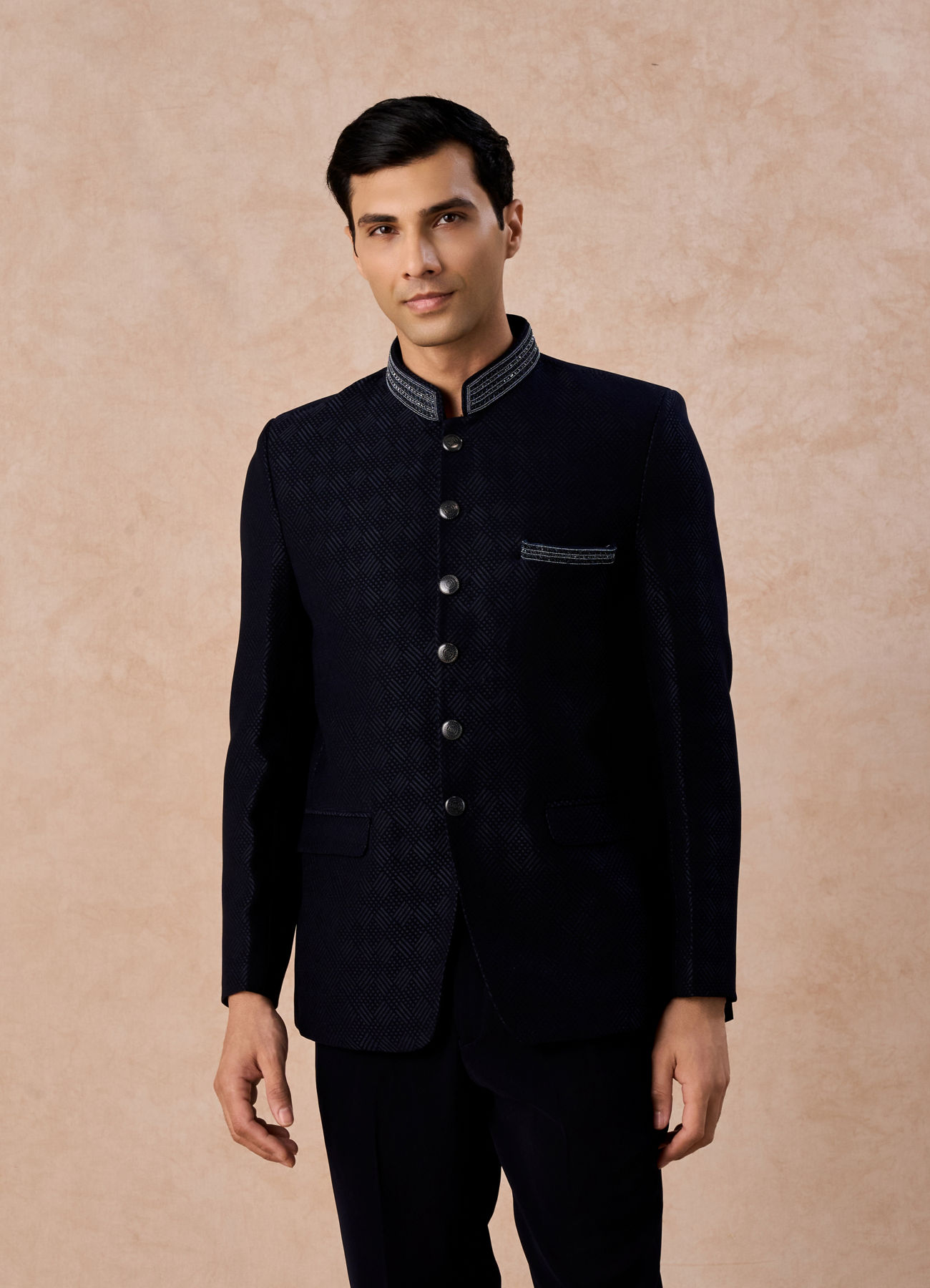 Manyavar Men Elegant Blue Jodhpuri Suit