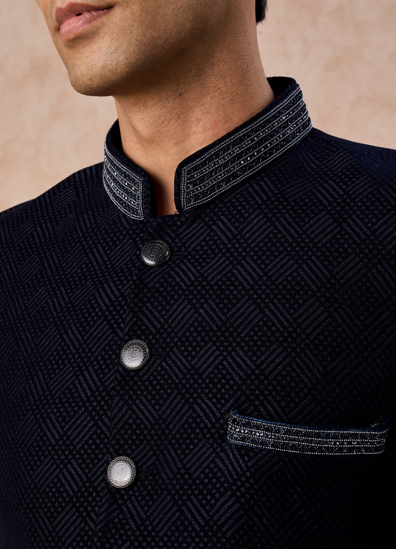 Manyavar Men Elegant Blue Jodhpuri Suit