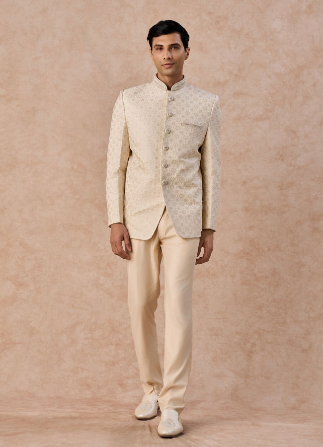 Manyavar Men Elegant Cream Jodhpuri Suit