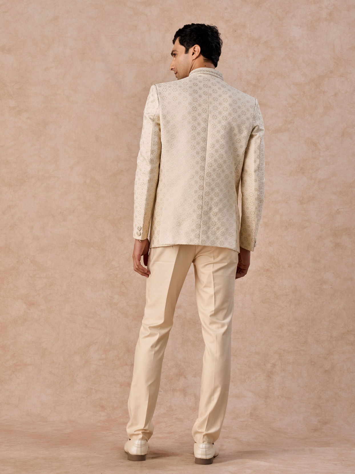 Manyavar Men Elegant Cream Jodhpuri Suit