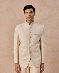 Manyavar Men Elegant Cream Jodhpuri Suit