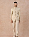 Manyavar Men Beige Elegance Satin Jodhpuri Suit