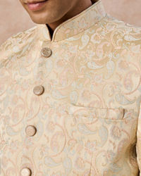 Manyavar Men Beige Elegance Satin Jodhpuri Suit