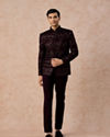 Manyavar Men Velvety Wine Glory Jodhpuri Suit