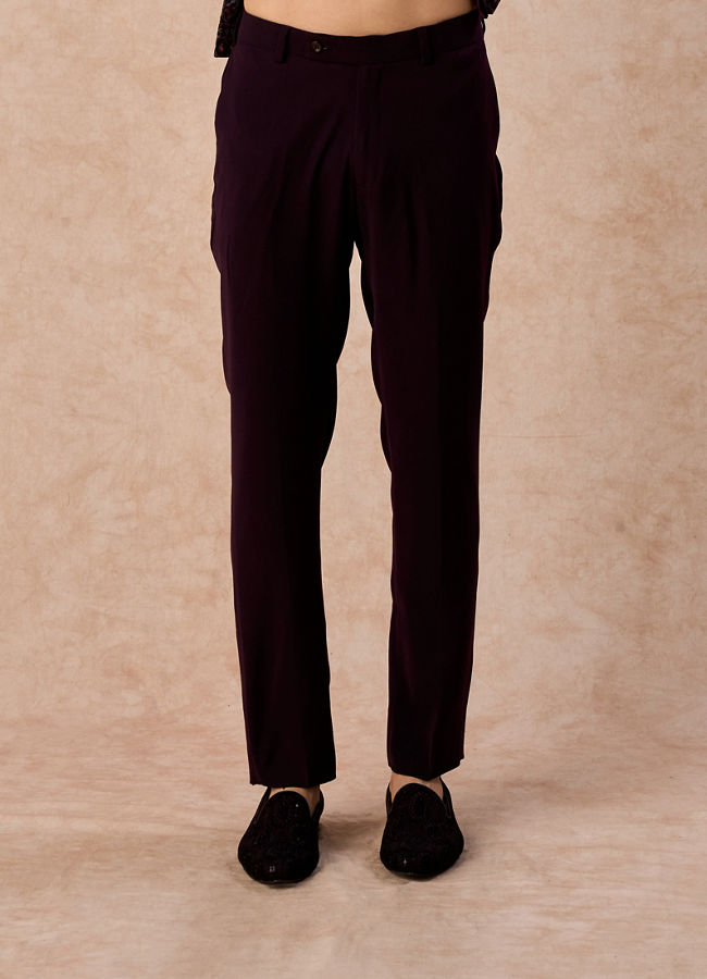 Manyavar Men Velvety Wine Glory Jodhpuri Suit