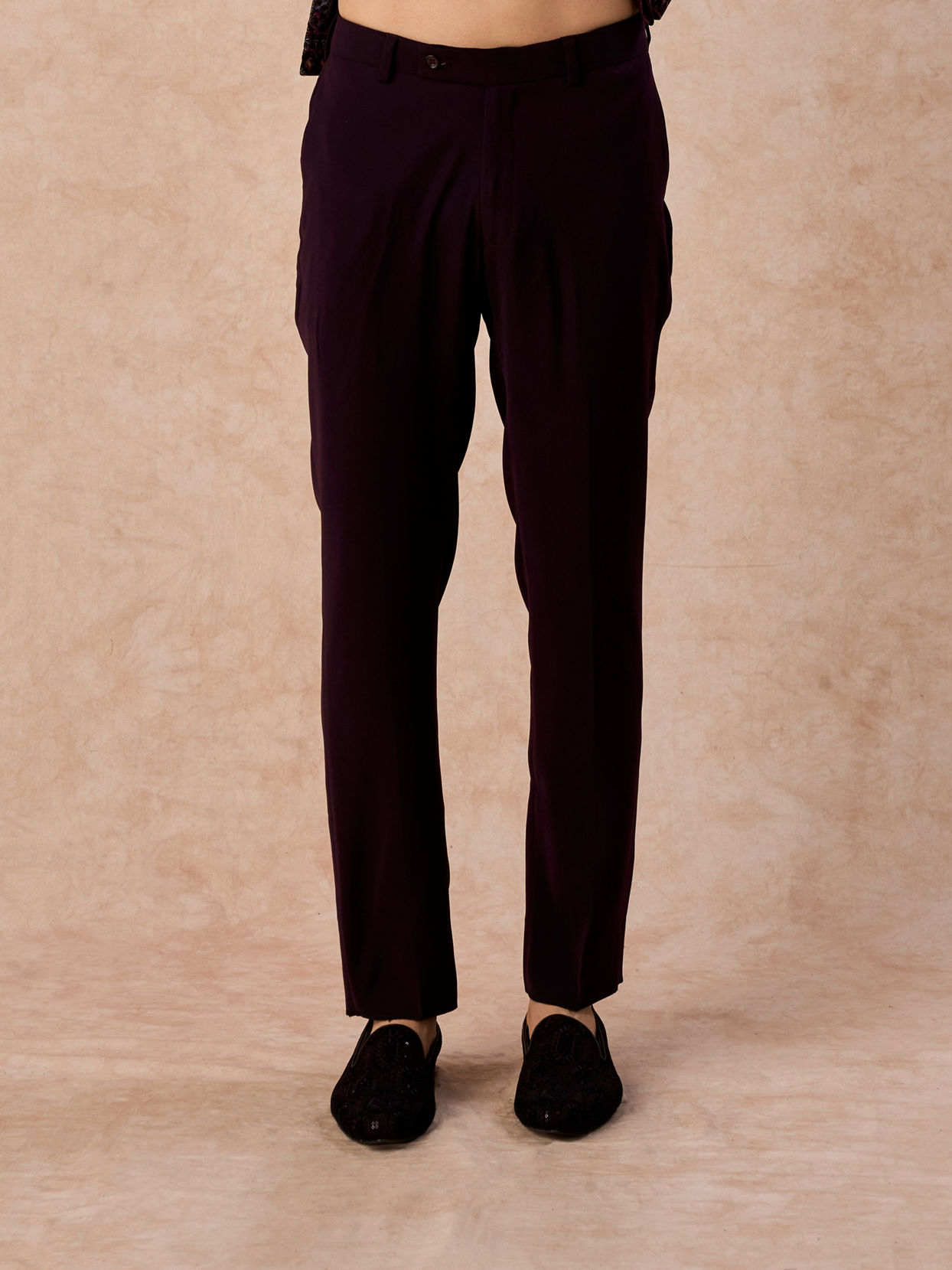 Manyavar Men Velvety Wine Glory Jodhpuri Suit
