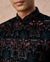 Manyavar Men Teal Green Velvet Splendour Jodhpuri Suit