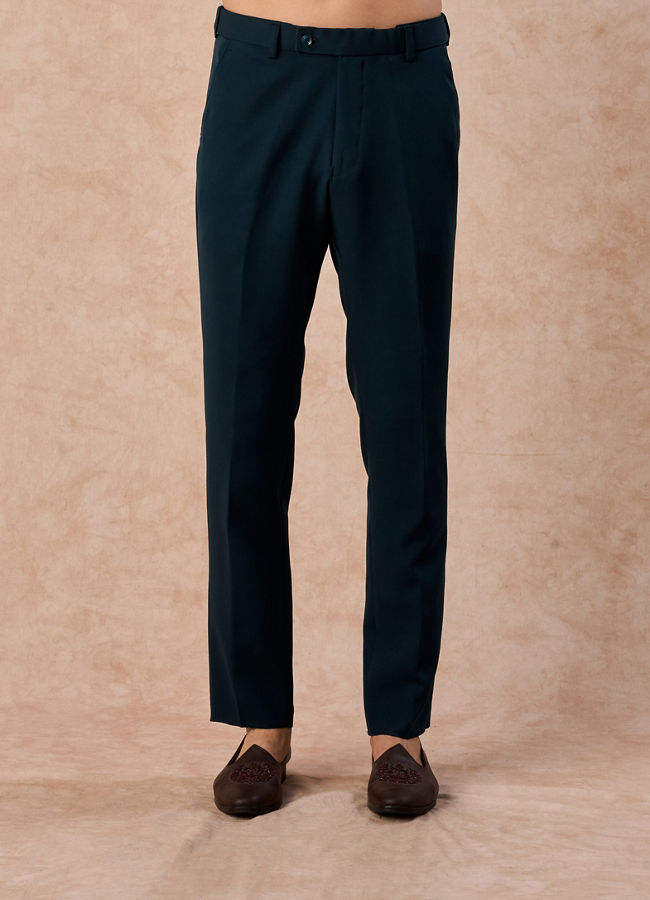 Manyavar Men Teal Green Velvet Splendour Jodhpuri Suit