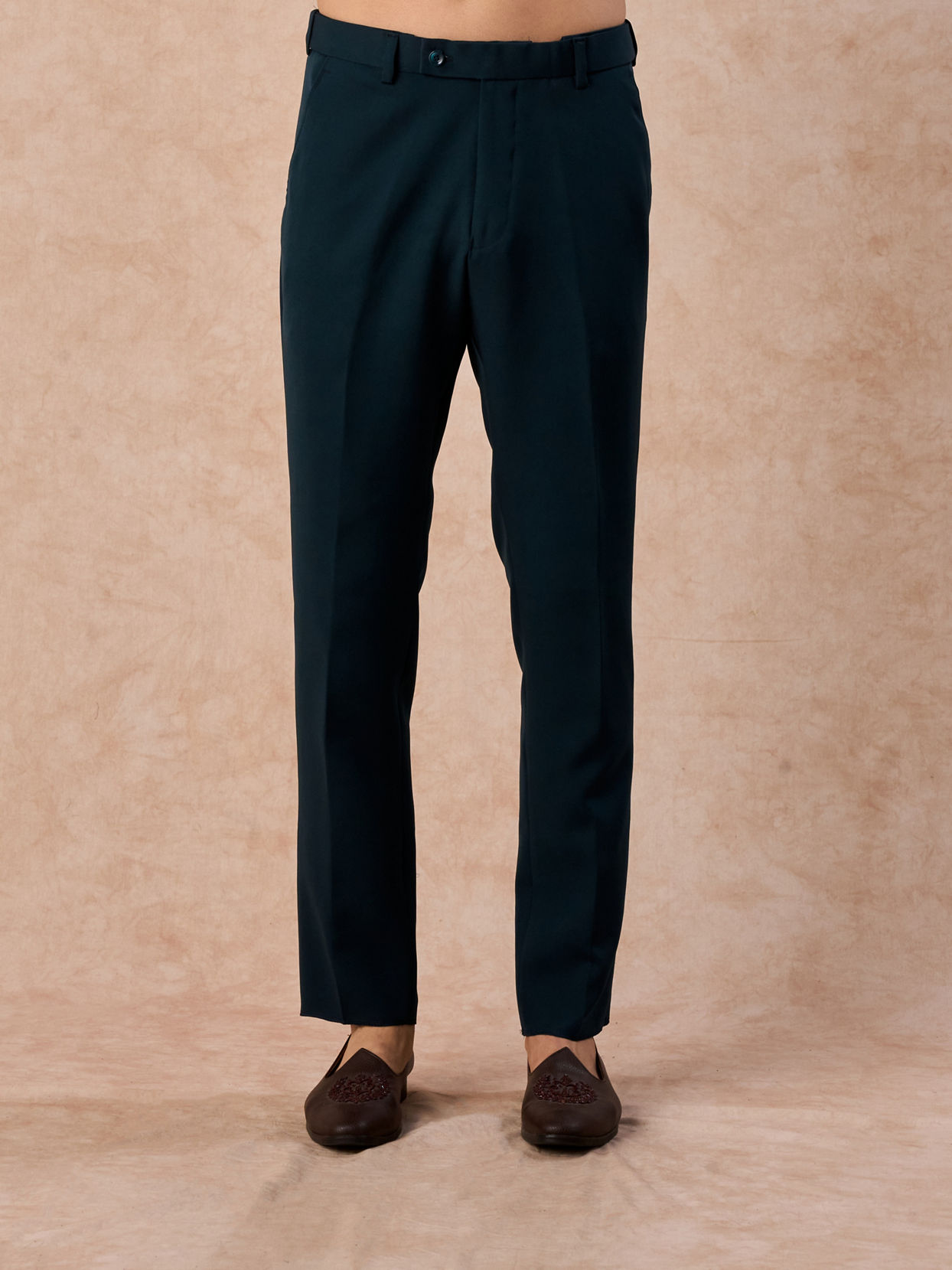 Manyavar Men Teal Green Velvet Splendour Jodhpuri Suit