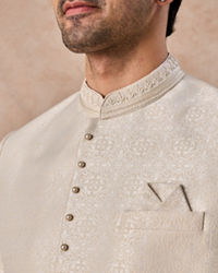 Manyavar Men Elegant Cream Jodhpuri Suit