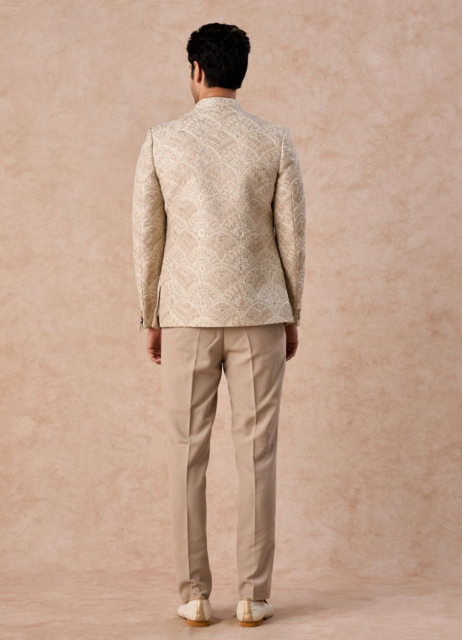 Manyavar Men Exquisite Beige Jodhpuri Suit