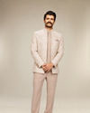 Manyavar Men Exquisite Beige Open Jodhpuri Suit