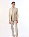 Manyavar Men Pista Green Silk Jodhpuri Suit