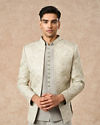 Manyavar Men Pista Green Art Silk Jodhpuri Suit