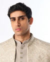 Manyavar Men Pista Green Silk Jodhpuri Suit