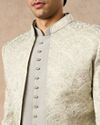Manyavar Men Pista Green Art Silk Jodhpuri Suit