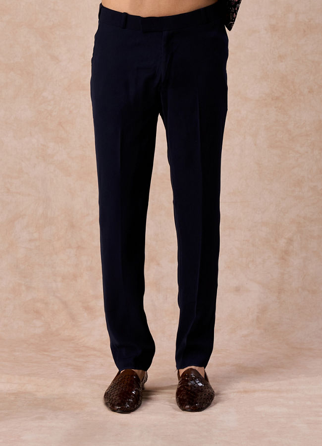 Manyavar Men Velvety Charm Dark Blue Open Jodhpuri Suit