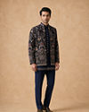 Manyavar Men Velvety Charm Dark Blue Open Jodhpuri Suit