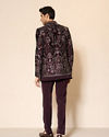 Manyavar Men Wine Velvet Embroidered Jodhpuri Suit