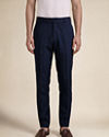 Manyavar Men Dark Blue Velvet Jodhpuri Suit with Self-Texture