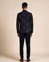 Manyavar Men Dark Blue Velvet Jodhpuri Suit with Self-Texture