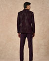 Manyavar Men Purple Velvet Jodhpuri Suit with Embroidery
