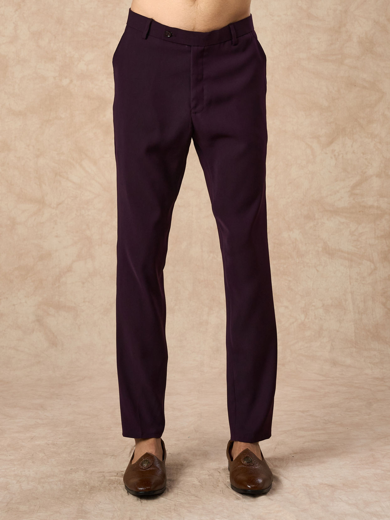 Manyavar Men Purple Velvet Jodhpuri Suit with Embroidery