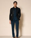 Manyavar Men Vijay's Emerald Green Velvet Embroidered Jodhpuri Suit