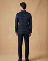Manyavar Men Dark Blue Velvet Open Jodhpuri Suit