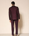 Manyavar Men Wine Velvet Embroidered Jodhpuri Suit