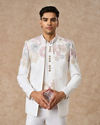 Manyavar Men White Blended Rayon Jodhpuri Suit