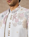 Manyavar Men White Blended Rayon Jodhpuri Suit