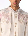 Manyavar Men White Blended Rayon Jodhpuri Suit