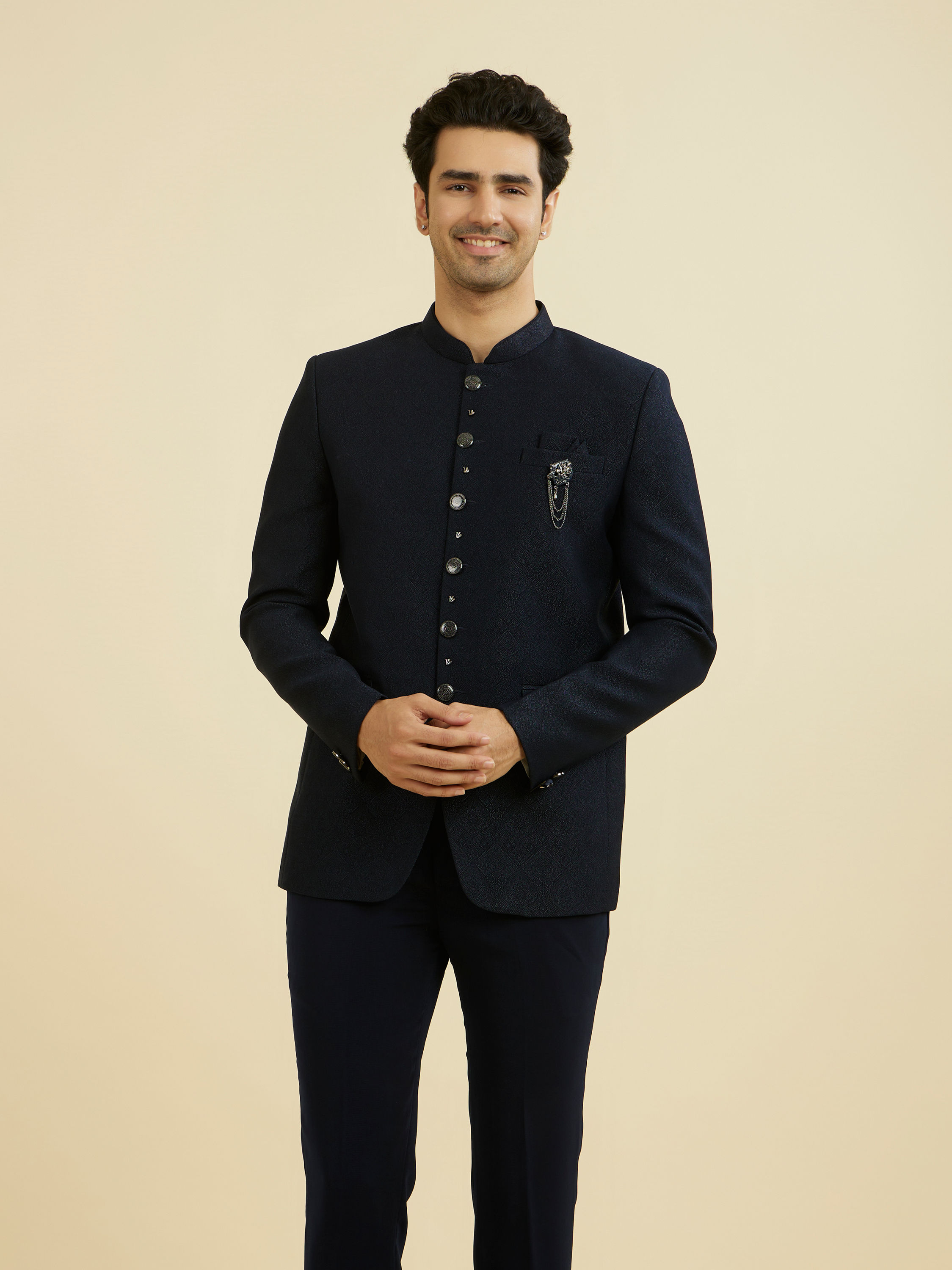 Manyavar Men Majestic Blue Jodhpuri Suit