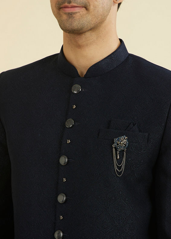 Manyavar Men Majestic Blue Jodhpuri Suit