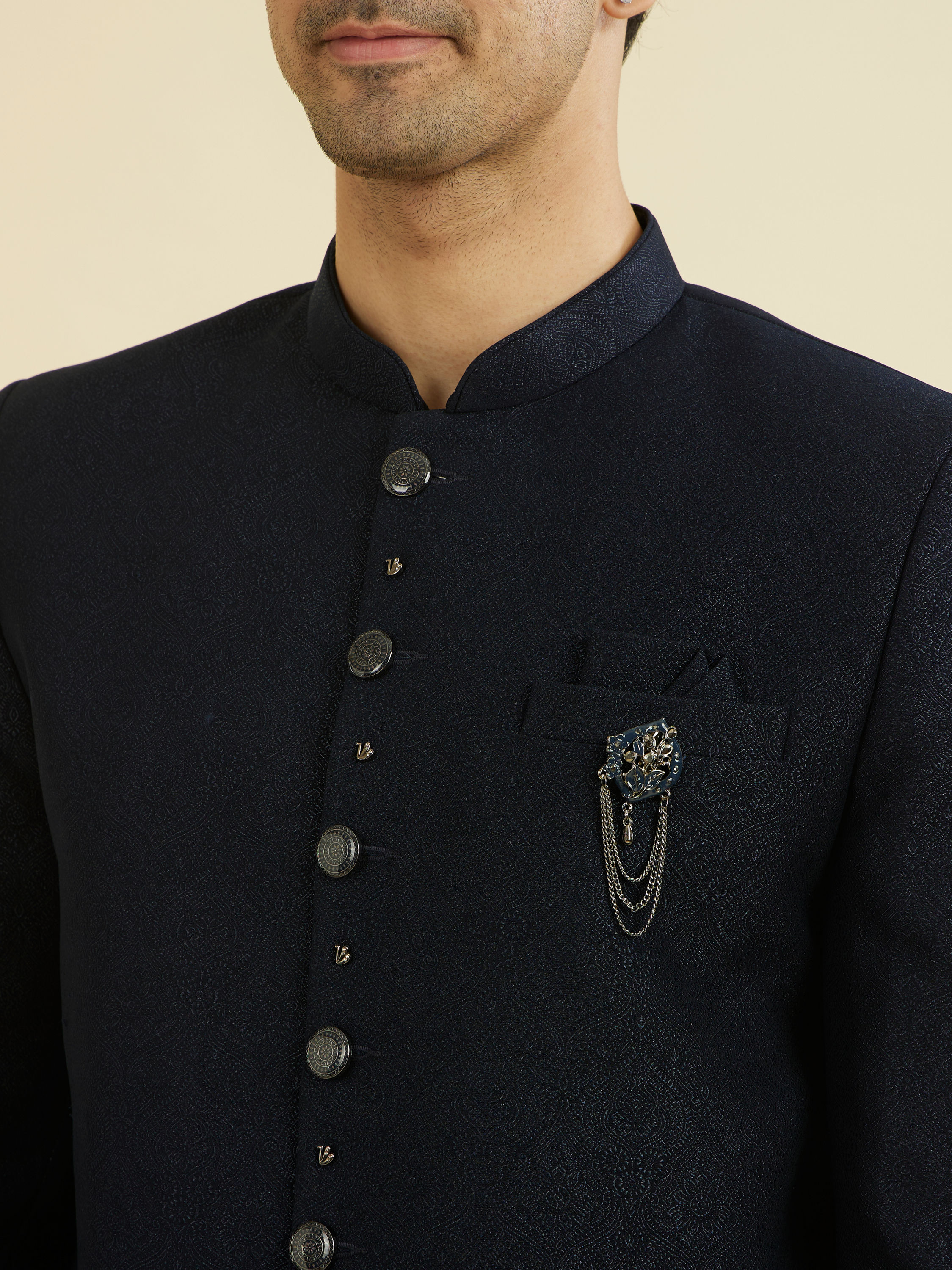 Manyavar Men Majestic Blue Jodhpuri Suit