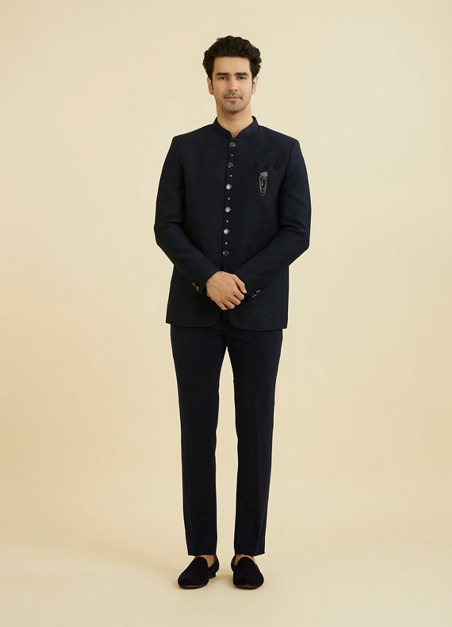 Manyavar Men Majestic Blue Jodhpuri Suit